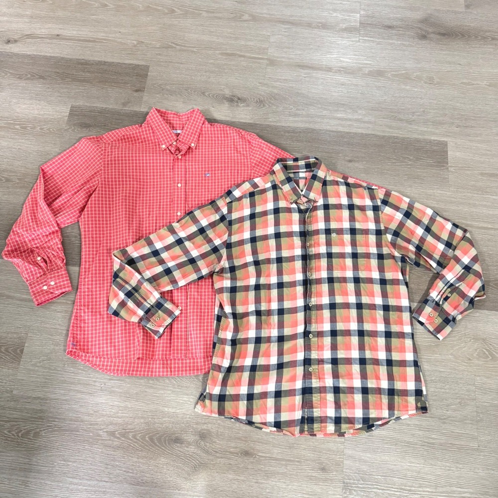 Southern Tide Button Down Shirt Mens Large Multicolor Plaid Lot of 2 Cotton